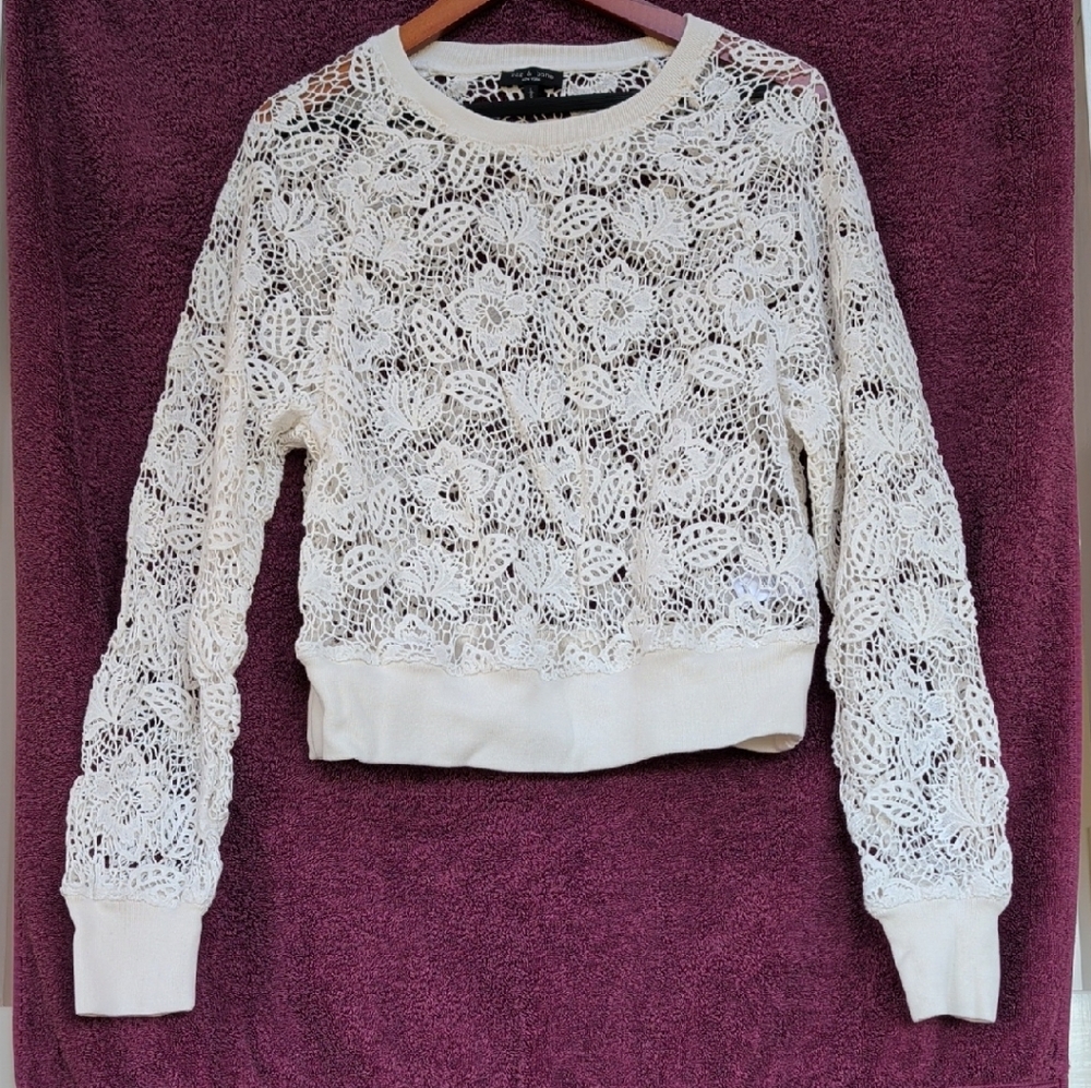 Rag & Bone Aleah Crochet Top in ivory